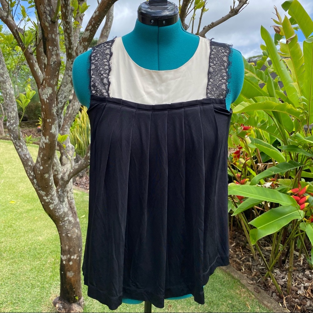 Forever 21 Lace Stretch Satin Jersey Work Top